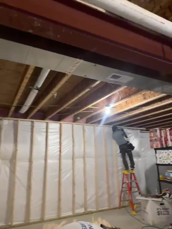 Video: basement walls framed and ready for drywall