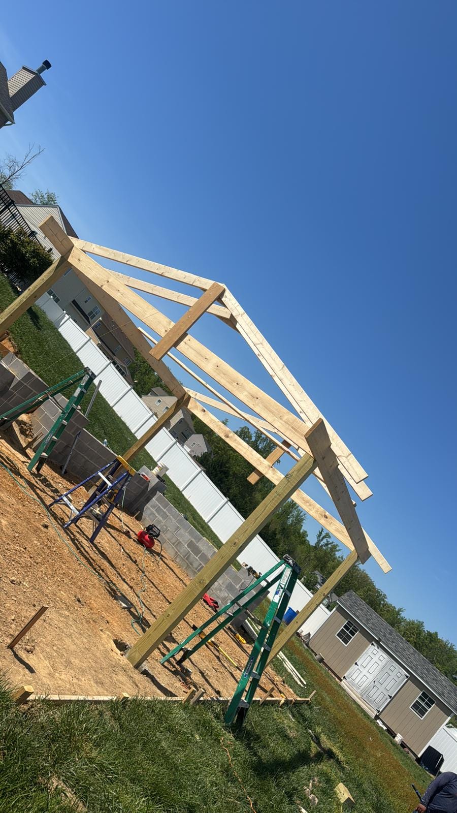 Wood framing for a new deck structure